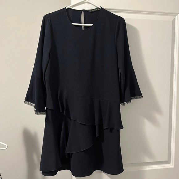 Zara Navy Long Sleeve Dress - Picture 1 of 4